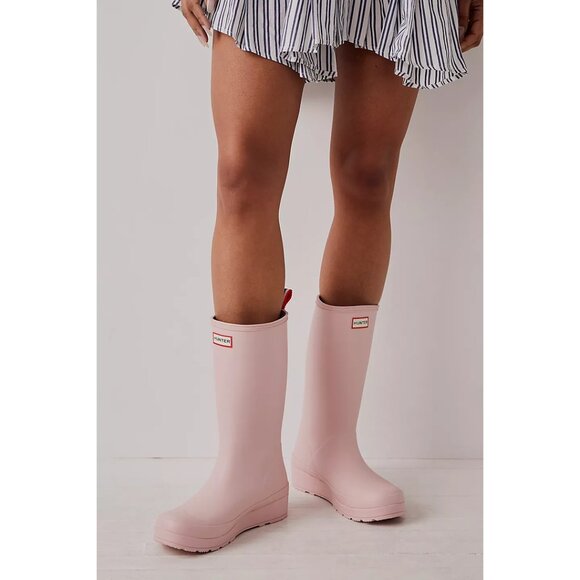 HUNTER Original Play Tall Waterproof Rain Boot (Women) in Natural Size US 7 - Picture 1 of 7